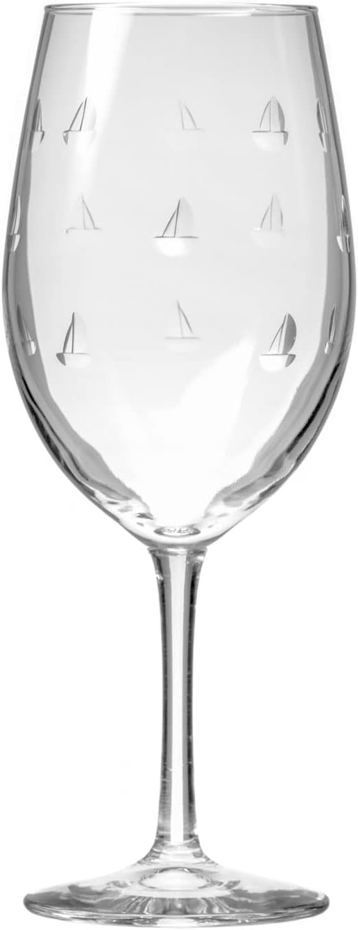 Rolf Glass Sailing All Purpose Wine Glass 18 Ounce | Set of 4 Large Wine Glasses | Lead-Free Glass | Engraved Large Wine Glasses | Proudly Made in the USA