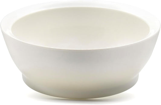 Large Non-Spill Plastic Bowl Set - 28oz Reusable Kitchen Bowls with Concave Inner Lip and Non-Slip Base - For Cereal, Soups, Mixing and Serving - Set of 4 - Foamy White