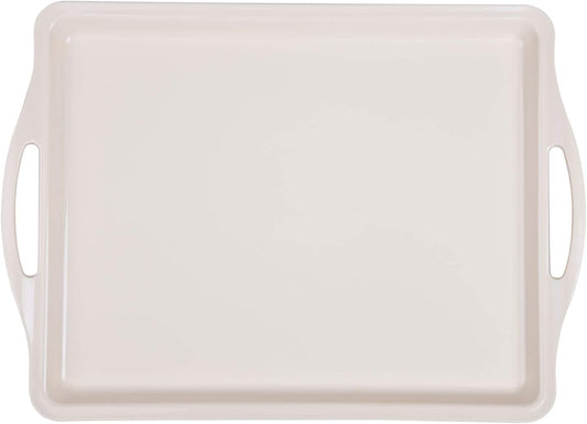 Mintra Home Durable Serving Tray - (1pk, CREAM) Unbreakable, Breakfast, Cafeteria, Fast Food, Handles