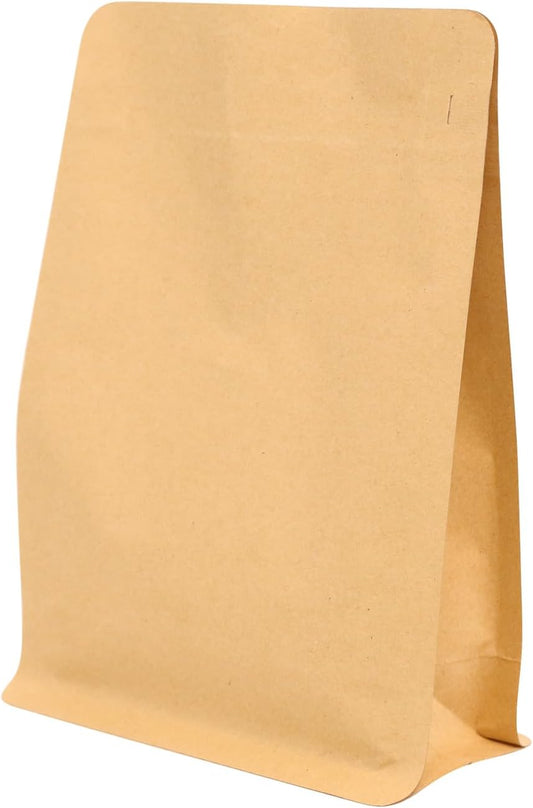 150 Pack High Barrier Stand-Up Coffee Bean Bags with Vented Valve, Matte Metallic, Heat-Sealable and Resealable Pouches for Food Storage (6 * 12.8 inch,2 lb,32 oz,Brown Kraft Paper)