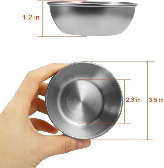 12 Pack 3.5inch Stainless Steel Sauce Dishes Mini Individual Saucers Bowl Round Seasoning Dishes Sushi Dipping Bowl Appetizer Plates, Sliver