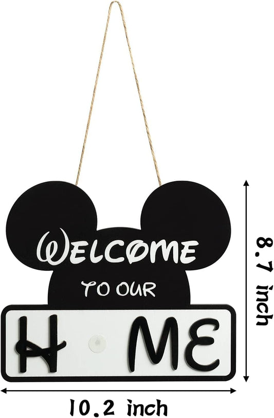 19Pcs Cute Mouse Interchangeable Seasonal Welcome Door Sign for Front Door Decor, Welcome to Our Home Sign with Interchangeable Holiday Pieces for Farmhouse/Wall/Porch Decor and Housewarming