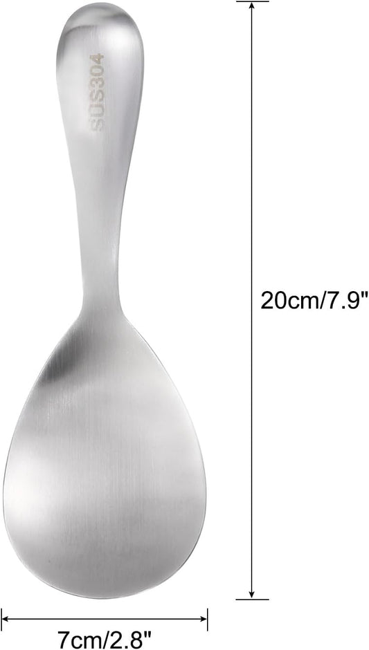 uxcell Stainless Steel Rice Paddle Non-Stick Rice Spoon Metal Rice Serving Spoon Kitchen Utensils Rice Spatula for Home Restaurant, Silver