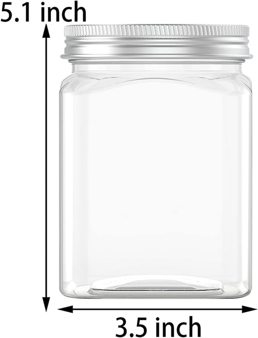 24 Oz Clear Plastic Jars 720mL Plastic Containers Reusable Empty Storage Jars with Lid for Household and Kitchen Organizing, 2 Pack
