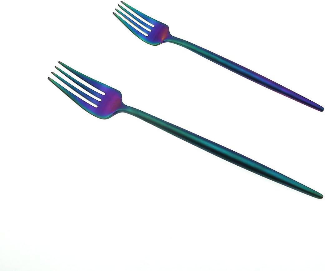 JASHII 18/10 Stainless Steel 5-Piece Matte Rainbow colorful Flatware Set,Dinner Knife Fork Salad Fork Dessert Spoon, Service for 1, Luxury Silverware Cutlery Utensil Sets