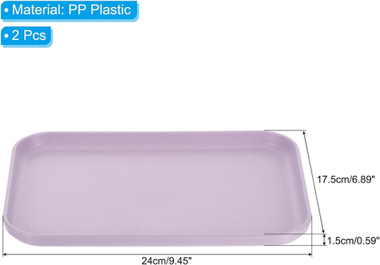 PATIKIL 9x7 Fast Food Tray, 2 Pack PP Plastic Reusable Multi-Purpose Non-Slip Rectangle Serving Tray for Cafeteria Restaurant Home Kitchen, Purple