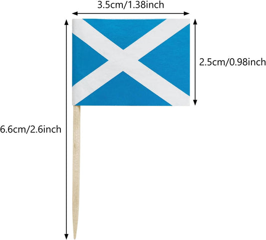 100PCS Scotland Toothpick Flags Scottish Small Toothpick Mini Stick Flags Cocktail Picks