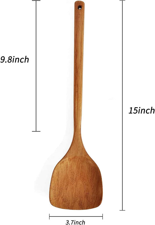 FJNATINH Wooden Spatula with Long Handle for Cooking Kitchen Cookware