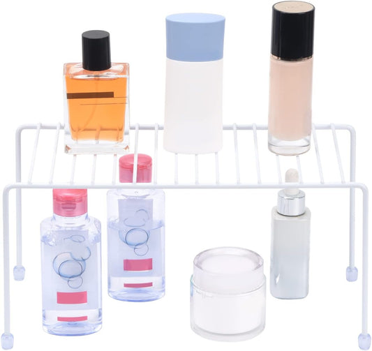 Kitchen Shelves, Cabinet Organization Mini Storage Shelf, Storage Rack Organizer for Kitchen, Fridge, Cabinet, Bathroom (White 2)