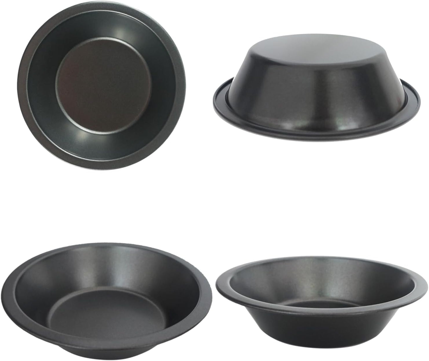 8 PACK Mini Pie Pans 5 Inch, Small Round Metal Pie Tins, Nonstick Carbon Steel Individual Pie Plate Baking Dish, Pot Pie Tin - for Baking Pies, Crust, Tarts, Black