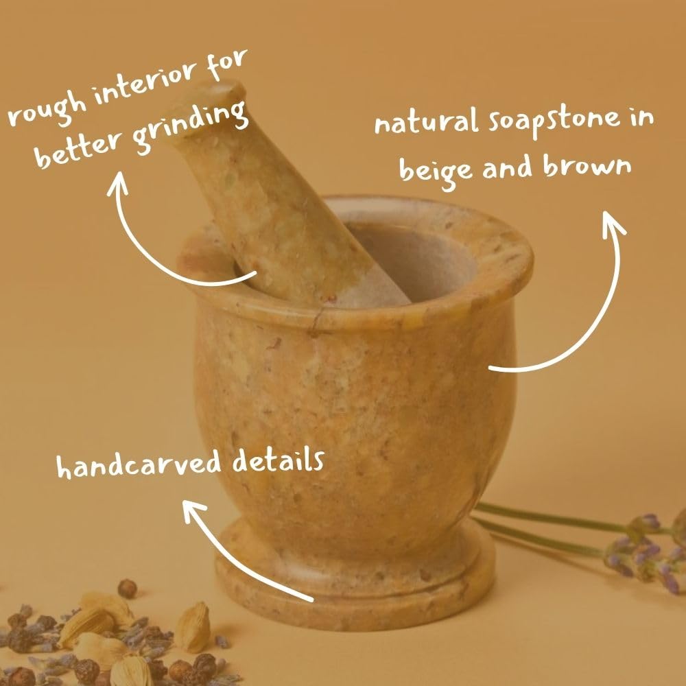 Mini Mortar Pestle Set, Kitchen Tools, Kitchen Countertop Decor, Grinding, Crushing, Herbs, Garlic, Nuts, Spices, Rustic Style, Handcrafted, Made from Soapstone, Natural Beige