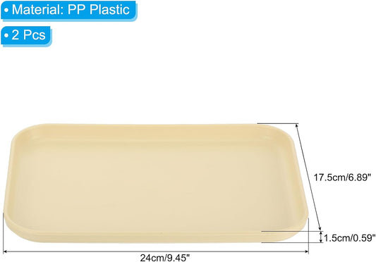 PATIKIL 9x7 Fast Food Tray, 2 Pack PP Plastic Reusable Multi-Purpose Non-Slip Rectangle Serving Tray for Cafeteria Restaurant Home Kitchen, Beige