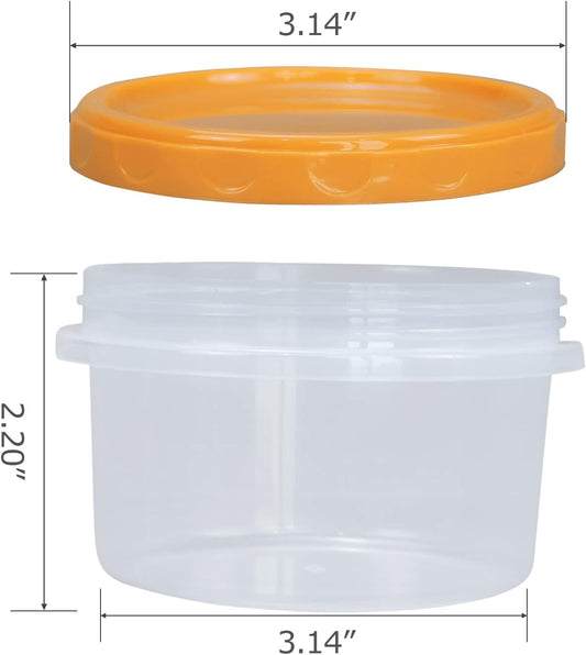 8 Ounce reuseable small plastic freezer storage container jars with screw lid for food snacks lunch(16Pcs, Yellow)