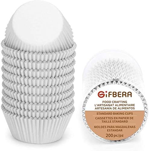 Gifbera White Metallic Foil Cupcake Liners Standard Size Baking Cups, 200-Count