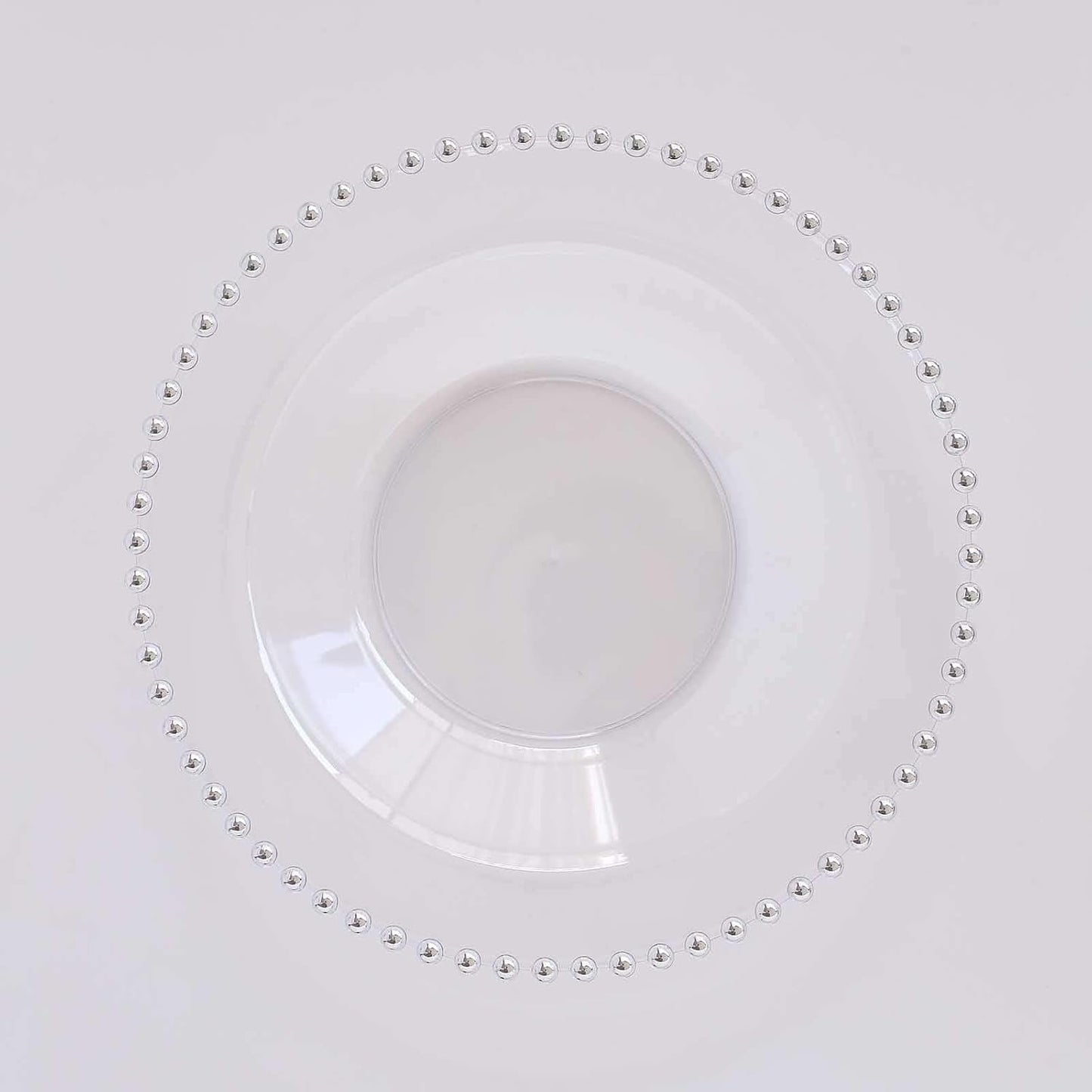 Efavormart 10 Pack Clear Plastic Soup Bowls with Silver Beaded Rim, Round Disposable Dessert Salad Bowls - 12oz