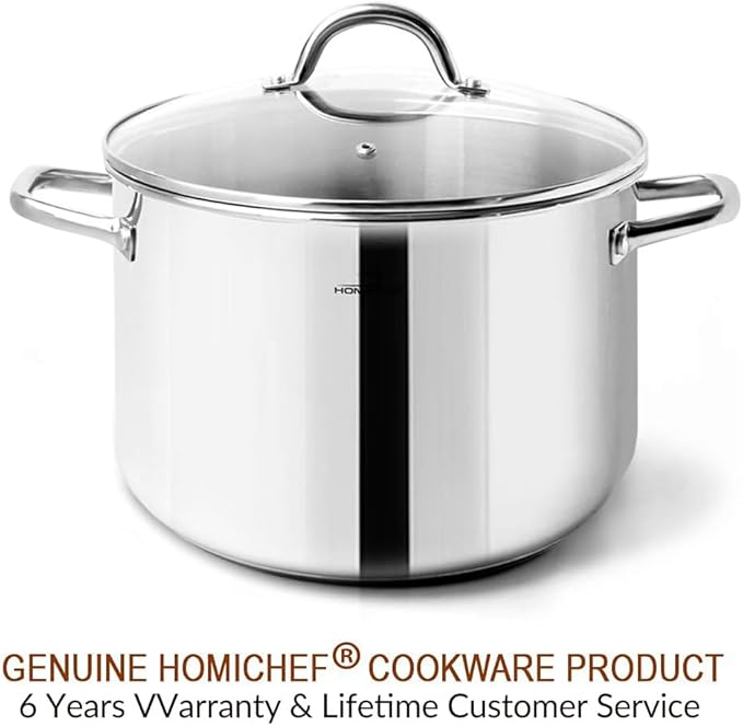 HOMICHEF Small Stock Pot 4 Quart Nickel Free Stainless Steel - Small 4Qt Stockpot With Glass Lid - Soup Pot Cooking Pot 4 Quart