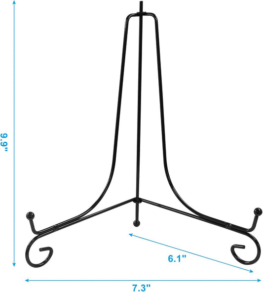 Hordion 2 Pack Plate Stand, 8 Inch Black Iron Easel Photo Display Stand Plate Holder for Picture Frame Book Tabletop Art Platter