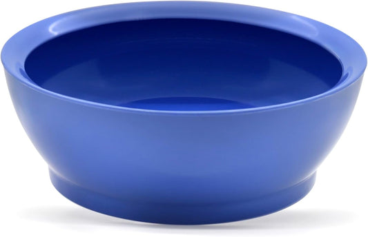 Large Non-Spill Plastic Bowl Set - 28oz Reusable Kitchen Bowls with Concave Inner Lip and Non-Slip Base - For Cereal, Soups, Mixing and Serving - Set of 4 - Ocean Blue