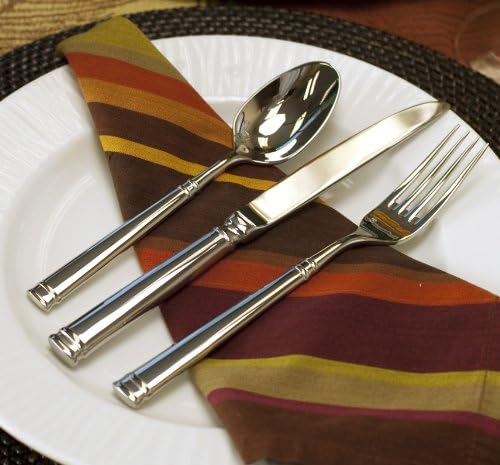 Fortessa Bistro 18/10 Stainless Steel Flatware Solid Handle Table Knife, Set of 12, Silver