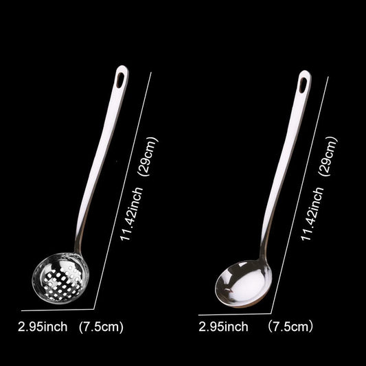 Metal Soup Ladle,18/8 Stainless Steel Ladle Spoon And Strainer Scoop Set Of 2 With Holes,Cooking Utensil For Kitchen