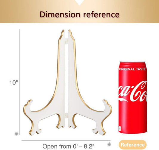 Artliving 10" Decorative Plate Stand Holder Plastic Picture Easel Display Stand Picture Frame Stand White Gold (2 Pack)