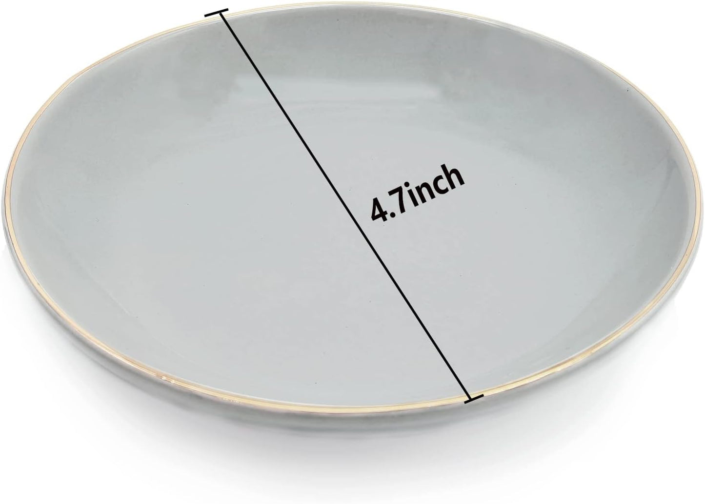 4.75" Ceramic Jewelry Tray, Small Ring Dish Holder Trinket Tray, Catch All Trays for Ring Earring Necklace Key, Christmas Gifts for Women Girls, Gray