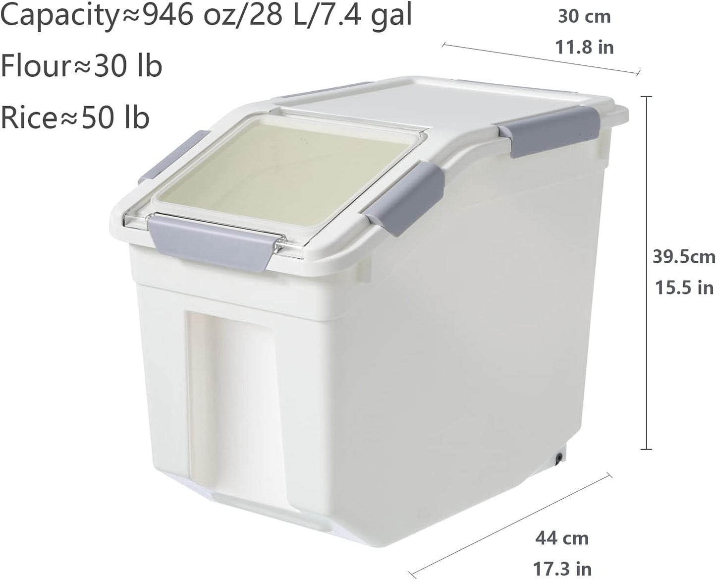 CITY BABY 2 Pack Airtight Flour Storage Container With Scoop,Dry Food, Sugar, Baking Supplies,Rice Container Set -BPA Free- Pet Food Storage Container,Dog Cat Birds Food Bin(30LB)