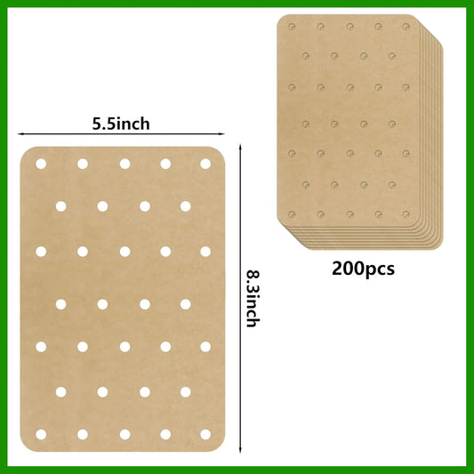 200 Sheets Air Fryer Disposable Paper Liner Compatible with Ninja DZ201/DZ401 Dual Airfryer Baking,Rectangular Perforated Parchment Paper Double Basket Air Fryers Accessories