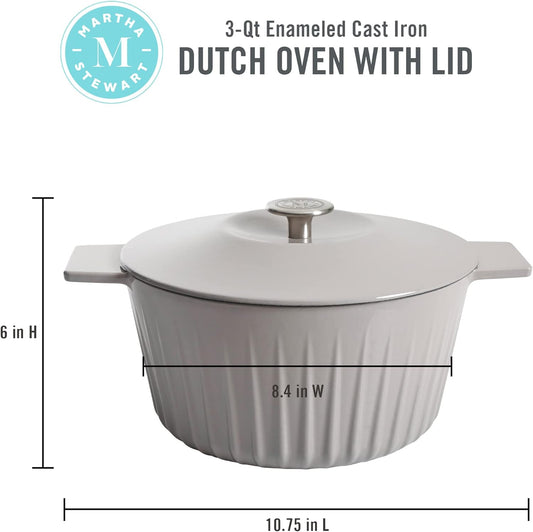 Martha Stewart Eastholm 3-Quart Enameled Cast Iron Dutch Oven - Grey
