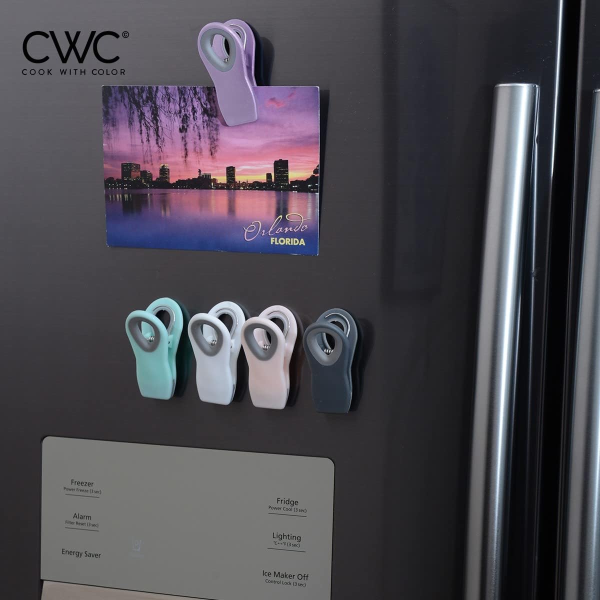 COOK WITH COLOR Bag Clips with Magnet- Food Clips, Chip Clips, Bag Clips for Food Storage with Airtight Seal Grip for Bread Bags, Snack Bags and Food Bags (Multicolor, Pack of 10)