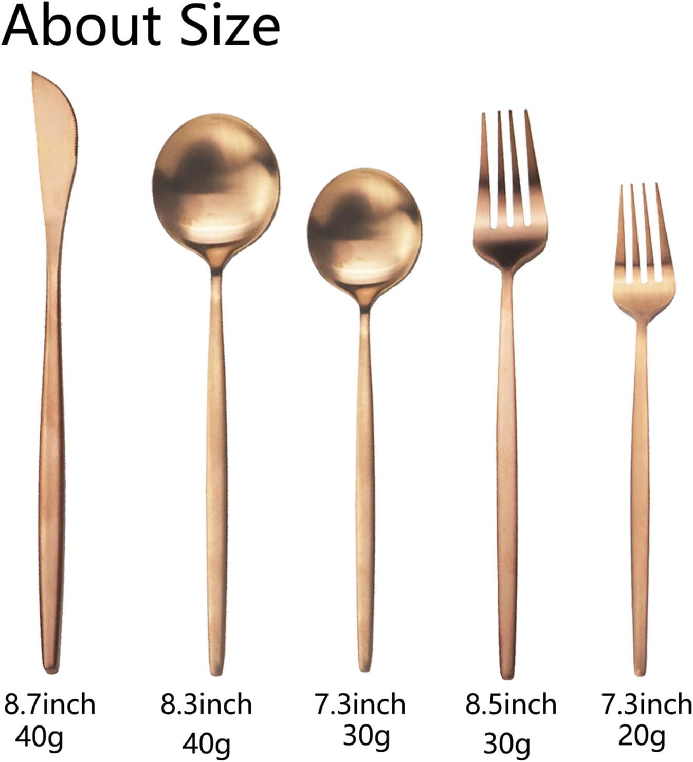 JASHII Flatware Silverware Set Stainless Steel Satin Finish Cutlery Set Service for 6, 30-Piece Spoons And Forks Kitchen Utensil Set, Dishwasher Safe (Matte Rose Gold)