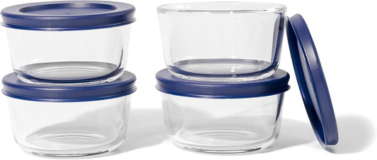 DURA LIVING 8-Piece Glass Food Storage Containers Set (4 Containers + 4 BPA-Free Lids) | 7-Ounce, Leakproof | Microwave, Freezer, Oven & Dishwasher Safe | Ideal for Meal Prep & Pantry Organization