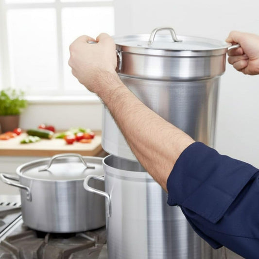 Soro Essentials- 16 Qt. Aluminum Double Boiler Pot with Lid- Steam Melting Stock Pot for Butter Chocolate Cheese Caramel Fondue Candy Dessert and Sauces