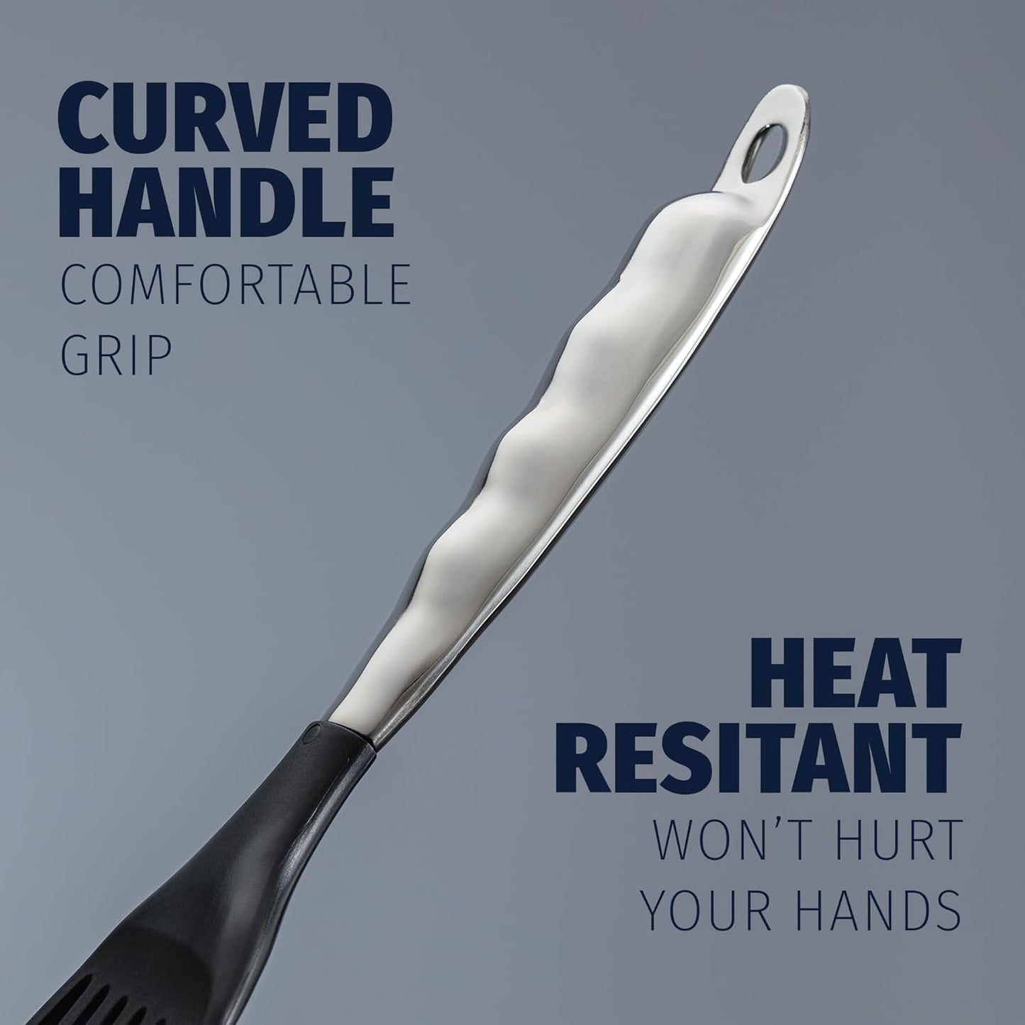 Zulay Kitchen Stainless Steel Fish Spatula - 12.8” Flexible Slotted Turner for Cooking & Frying - Ergonomic Handle, Non-Stick Safe & Dishwasher Safe Kitchen Utensil for Everyday Use