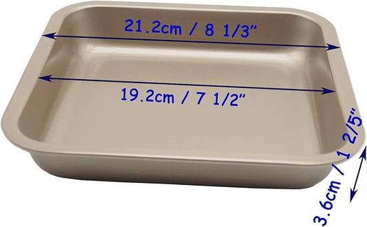 2 Small Baking Pans 8.33 x 8.33 Inch (Inner 7.5 X 7.5) Mini Cookie Sheet Toaster Conventional Oven Tray Nonstick No Warp Magnetic Bakeware for 1 or 2 Person