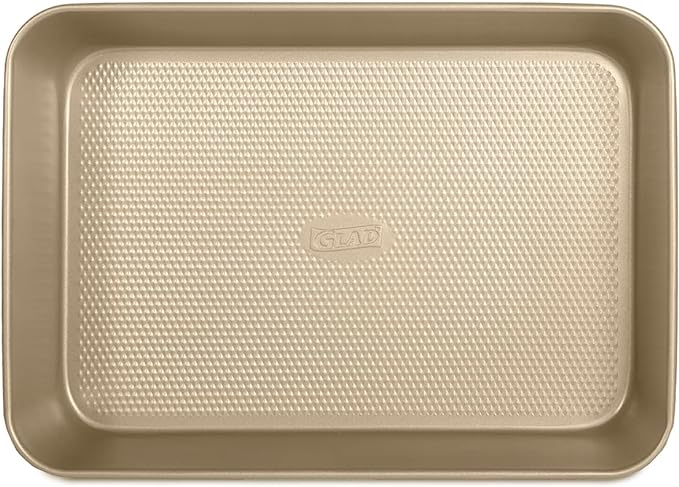 Glad Baking Pan Nonstick - Oblong Metal Dish for Cake and Lasagna - Heavy Duty Carbon Steel Bakeware, Large