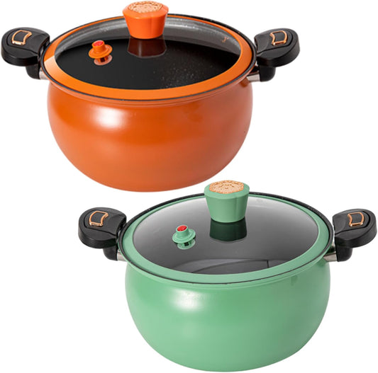 8L Mini Pressure Cooker with Locking Handles, Non-Stick Pumpkin Stockpot with Lid, Fast Heating Pressure Pot for Gas, Induction & Electric Stoves, Orange
