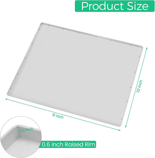 TRZZ Silicone Waterproof Under Sink Mat 31" x 22", Drip Tray and Cabinet Liner for Kitchen and Bathroom, Prevents Water Damage and Organizes Cabinets (Light Grey)