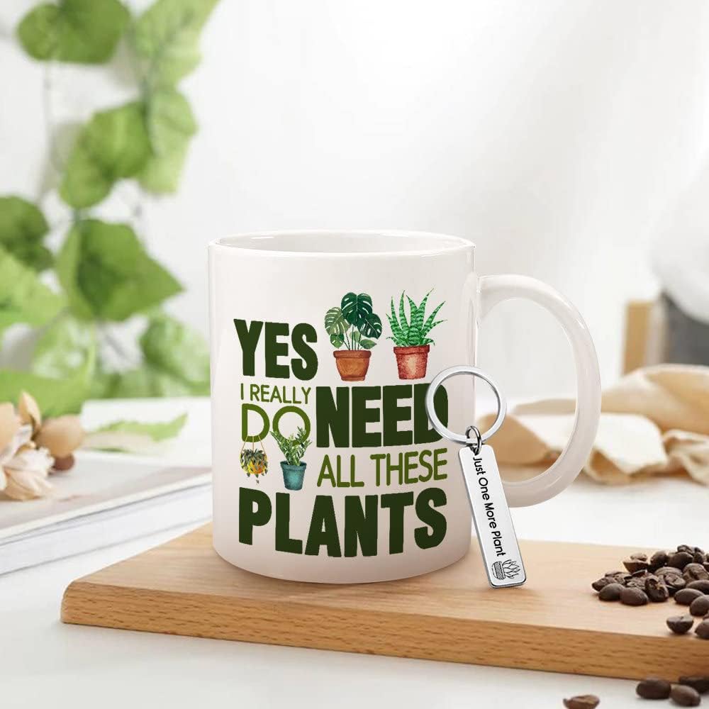 Plants Mug Gifts for Plant Lover Women Men Gifts For Plant Lovers 11oz Coffee Mug Crazy Plants Lady Themed Cactus Gift Christmas Birthday Present Tea Cup With Keychain