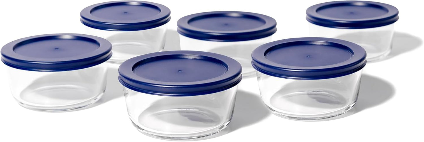 DURA LIVING 12-Piece Glass Food Storage Containers Set (6 Containers + 6 BPA-Free Lids) | 2-Cup, Leakproof | Microwave, Freezer, Oven & Dishwasher Safe | Ideal for Meal Prep & Pantry Organization