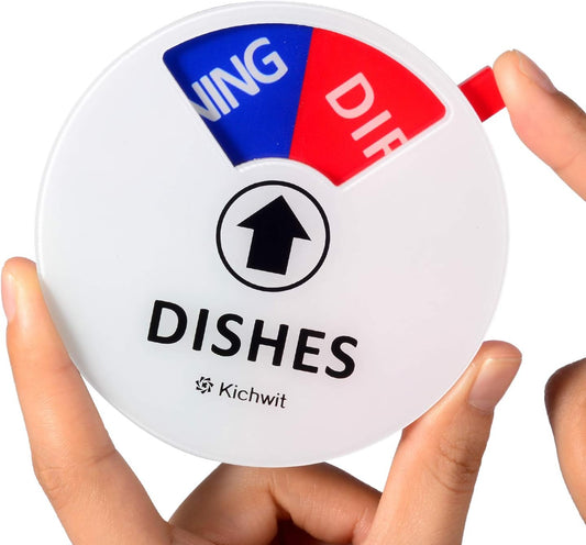 Kichwit Dishwasher Magnet Clean Dirty Sign Indicator with Running and Empty Options, Works on All Dishwashers, Non-Scratch Strong Magnetic Backing, Residue Free Adhesive Included, 4 Inch, White