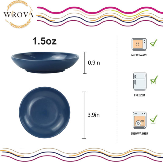 Wrova soy sauce dish 4 inch set of 8, small wheat straw plates 1.5oz for side dishes dishwasher safe, unbreakable plastic sauce dish for sushi,dishes,sauce...Colorful