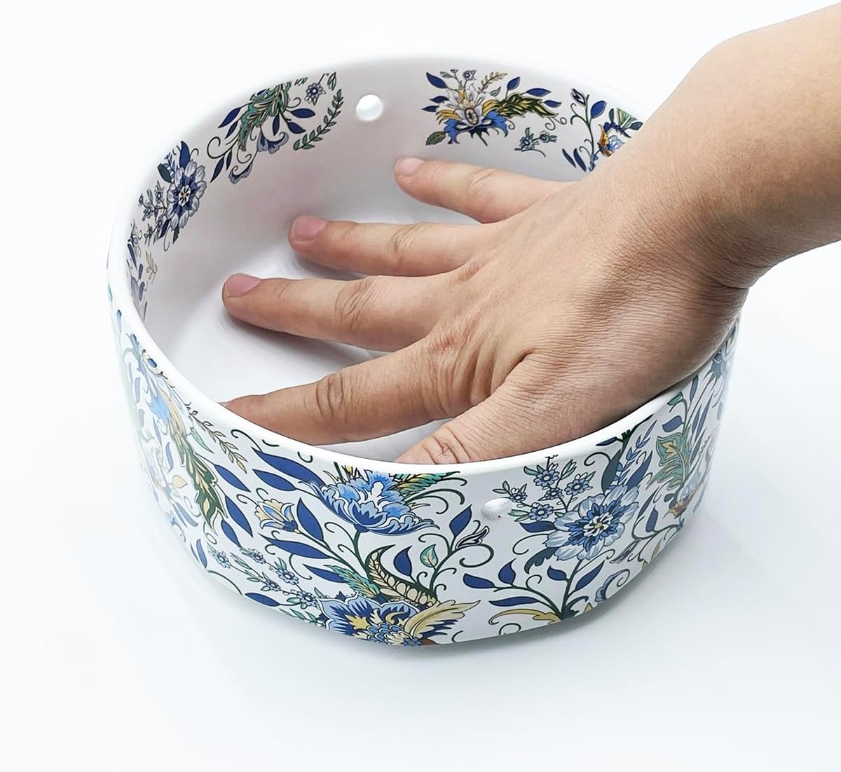 Ceramic Candy Bowl with Wood Handle Candy Dish Decorative Serving Bowl,Kitchen Dining Table Office Decor(White)