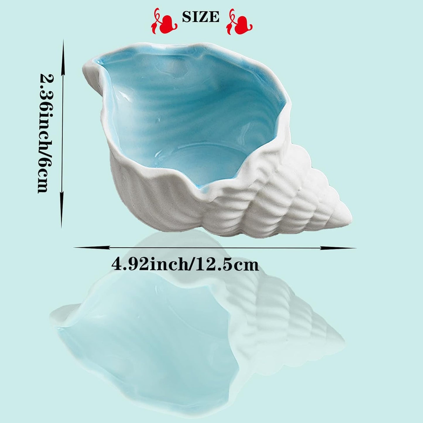 Ceramic Conch Jewelry Dish Tray Shell Trinket Dish Ring Holder Ocean Coastal Decor Jewelry Tray Decorative Tray Key Bowl for Jewelry Birthday Party Easter Gift Hom Room Beachy Decor (E STYLE)