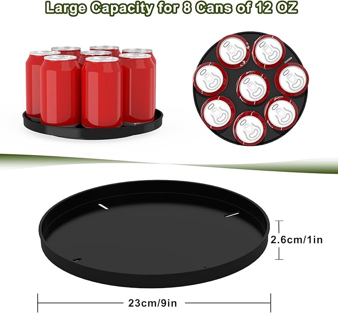 2 Pack Lazy Susan Organizer Turntable for Cabinet, Black 9 Inch Rotating Tray for Table Top, Round Non-Skid Refrigerator Lazy Susan, Kitchen Organizers and Storage for Pantry Countertop Bathroom