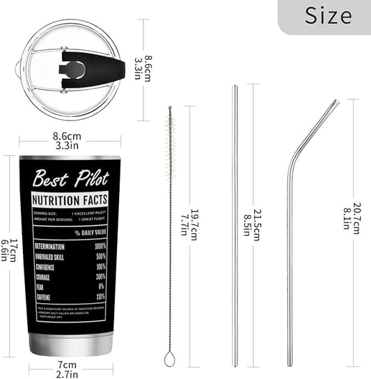 JUDIAN Aviation Gifts for Pilots - 20oz Tumbler Coffee Travel Mug From Daughter Son - Birthday Gift for Airplane Men