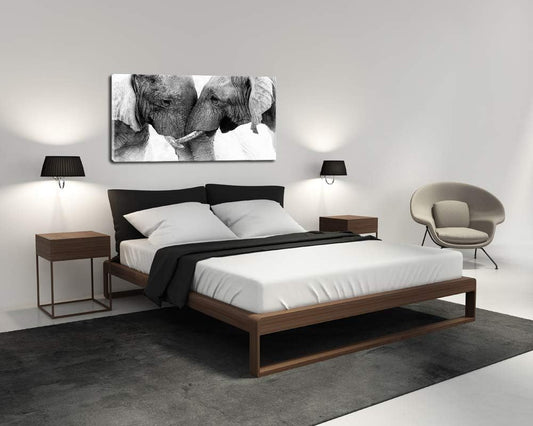 DZL Art D73062 Black and White Elephants Entwine Wall Art Canvas Painting Ready to Hang for Living Room Bedroom Office Wall Decor Home Decoration