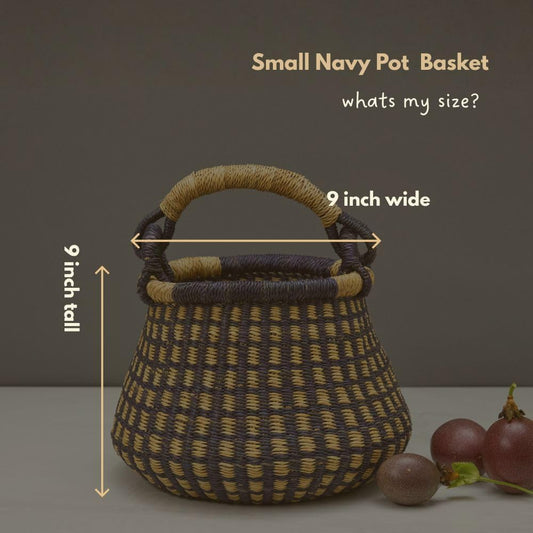 Small Navy Pot Decorative Basket for Living Room, Shelf Basket, Home Decor, Fruit Bowl, Kitchen Countertop Storage, Harvesting, Wicker, Woven