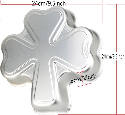 9.5-INCH St. Patrick's Day Shamrock Cake Pan Clover Mould Aluminum 3D DIY Cake Baking Pan for Birthday, Anniversary, Party, Christmas