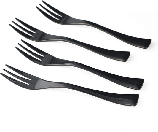 4-Pieces 18/10 Stainless Steel Serving Spoon Fork Set, Mirror Polishing Black
